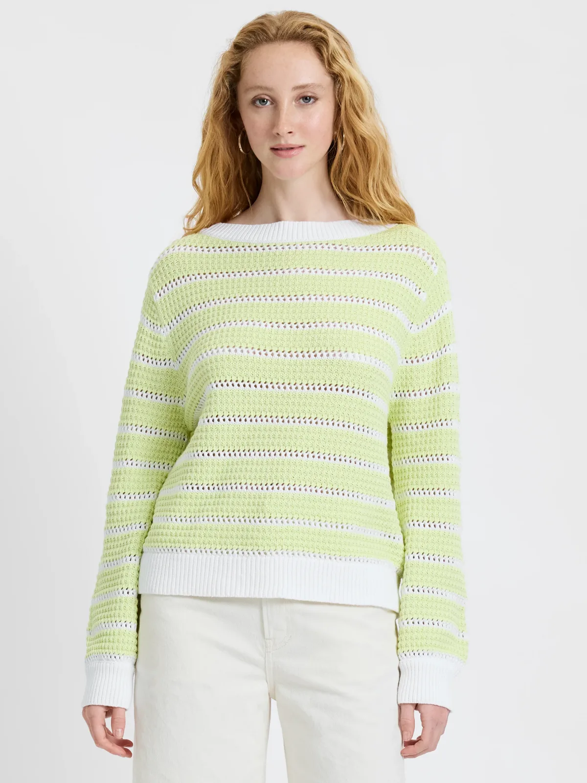 Teddy Knit Open Stripe Pullover Sweater by French Connection
