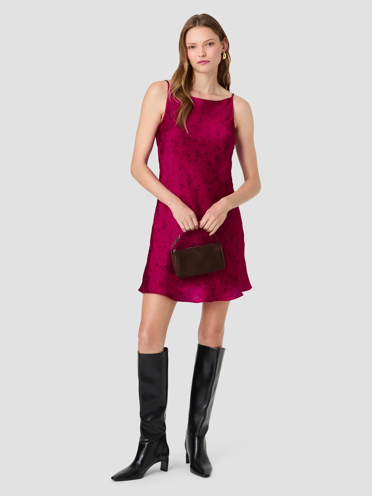 Oona Satin Celeste Fleur Flare Mini Dress by French Connection