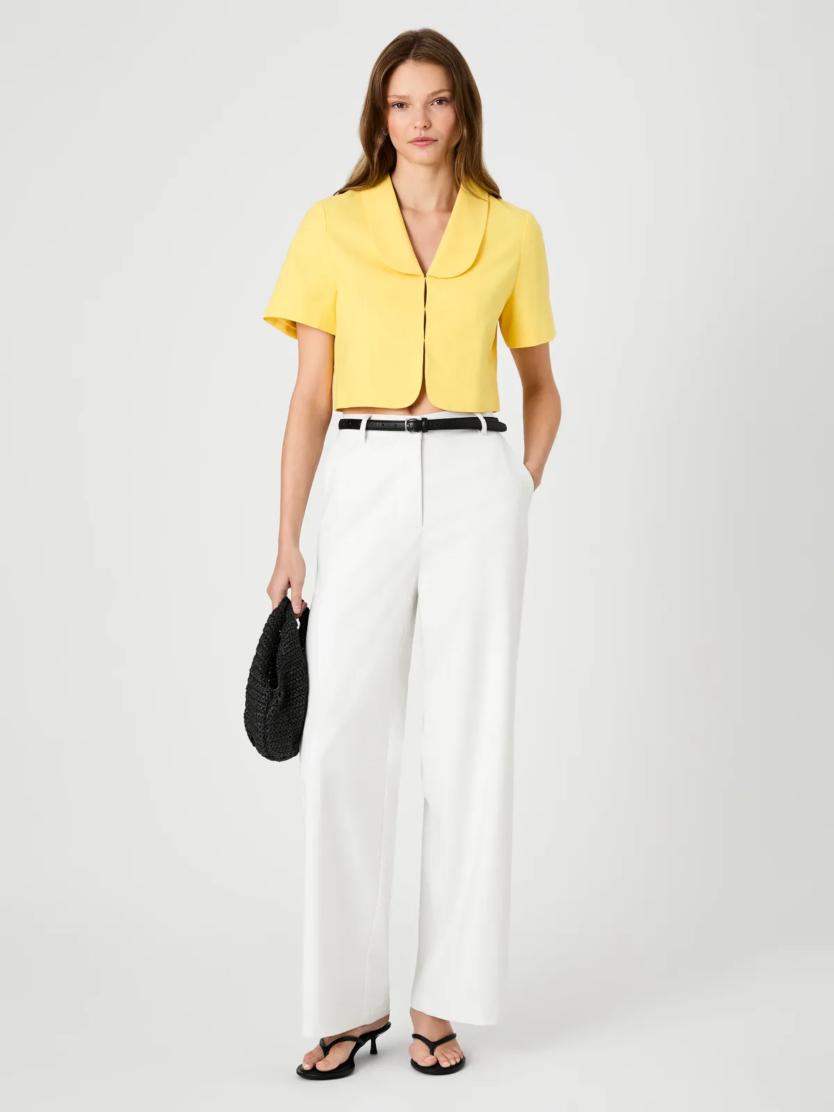 Theo Linen Oversized Collar Top by French Connection