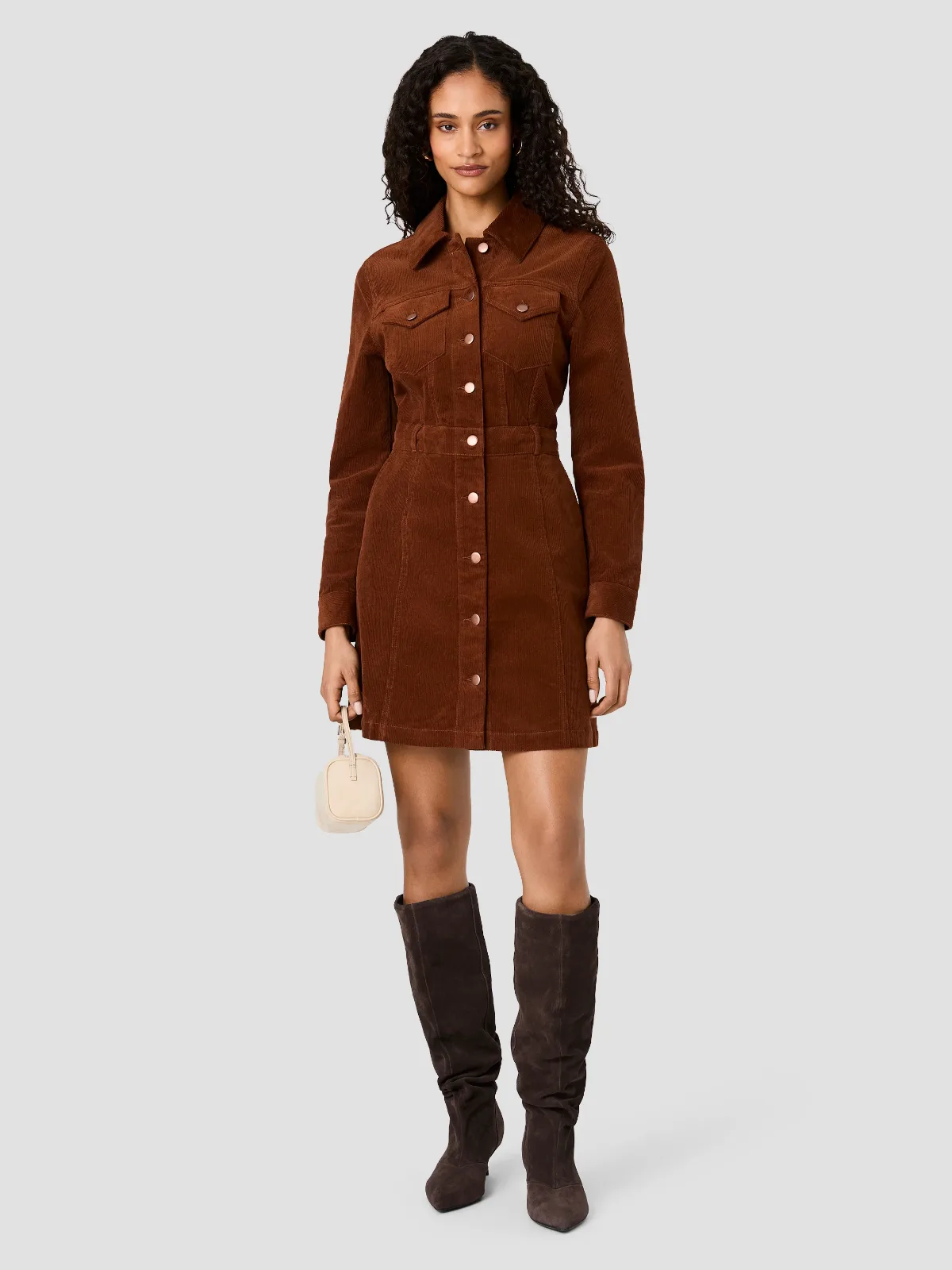 Casey Corduroy Long Sleeve Mini Dress by French Connection