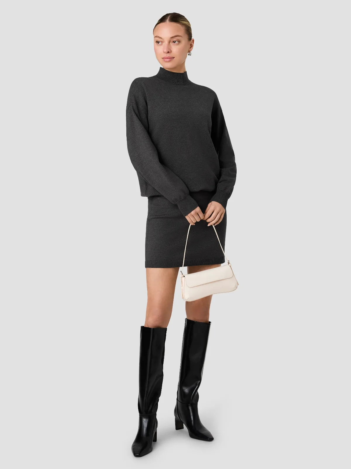 Cosysoft Long Sleeve Blouson Waist Mini Dress by French Connection