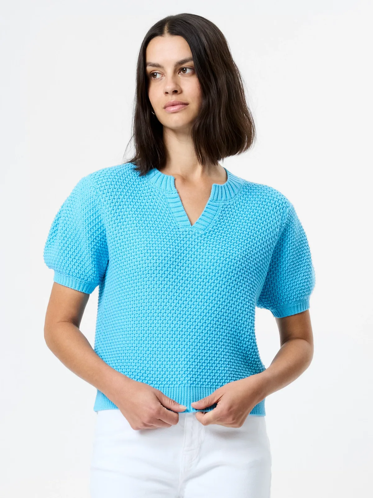 Remy Cotton Blend V-Neck Top by French Connection