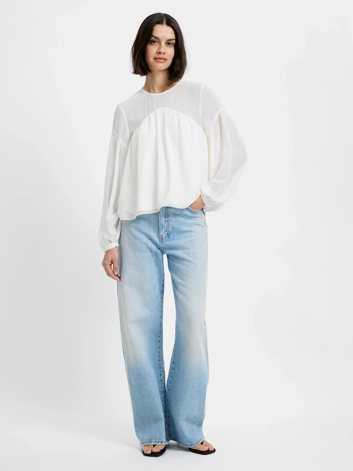 Marina Silky Curved Yoke Blouse by French Connection