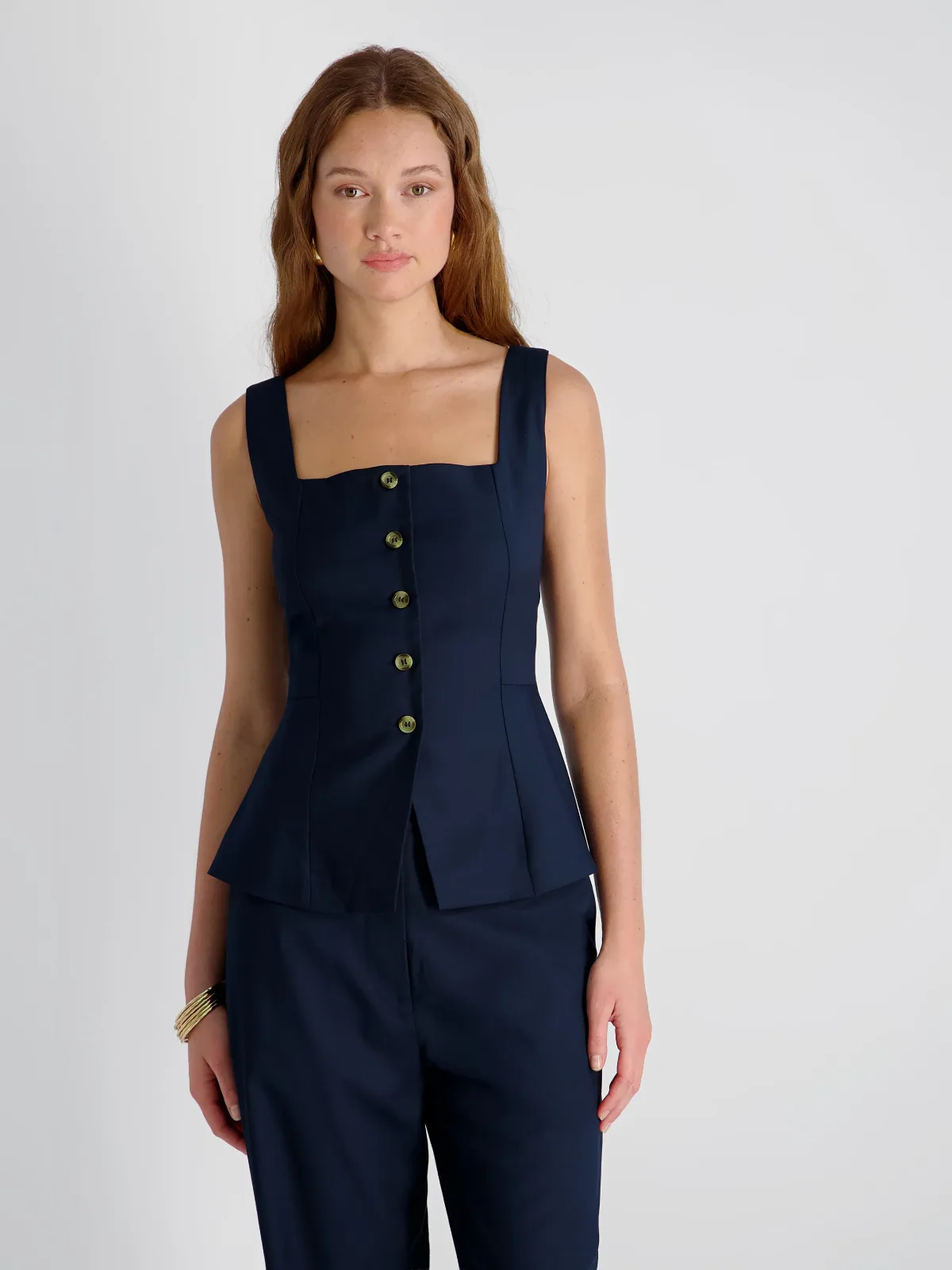 Lightweight Twill Square Neck Sleeveless Top by French Connection