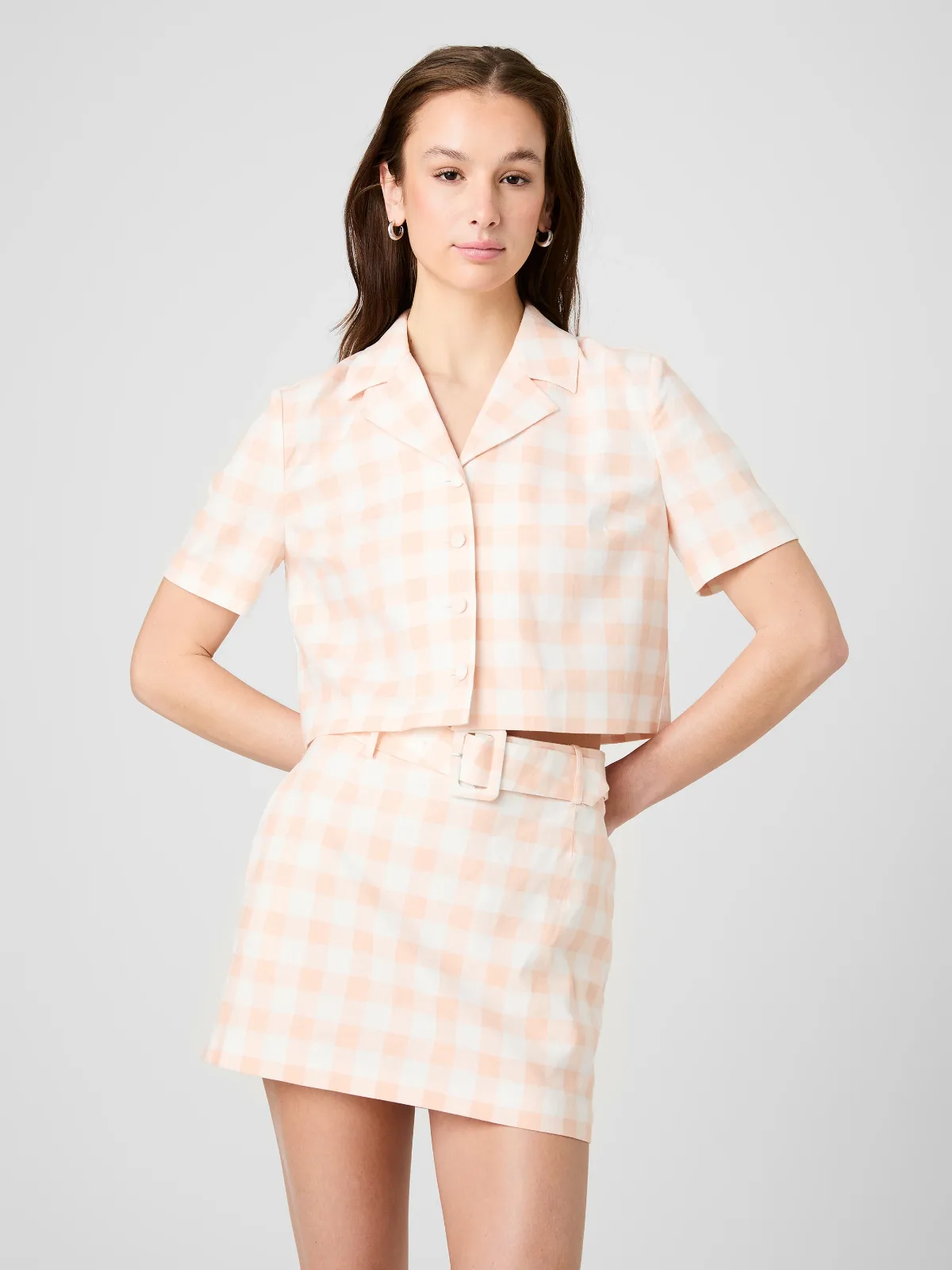 Aspen Linen Gingham Crop Shirt by French Connection