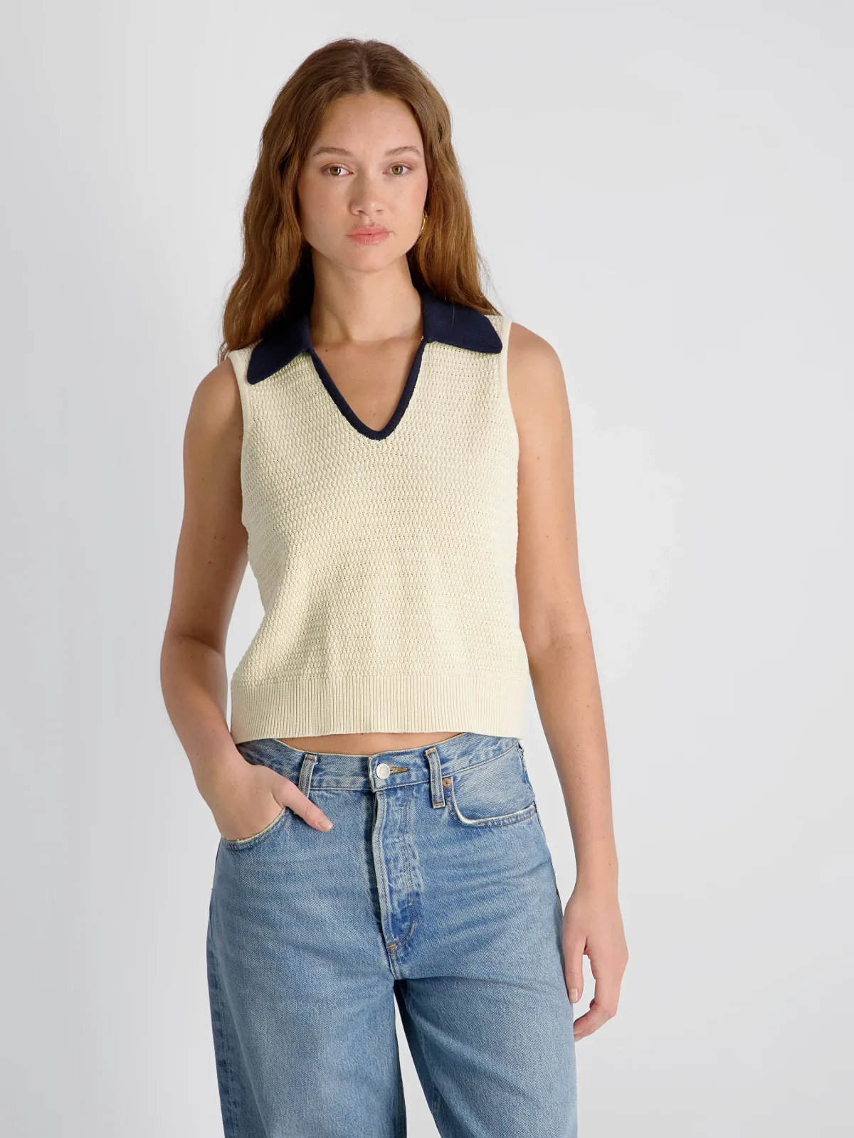 Mozart Contrast Knit Top by French Connection