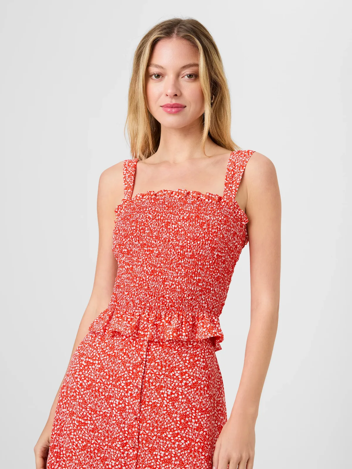 Madison Crepe Agnes Fleur Smocked Top by French Connection