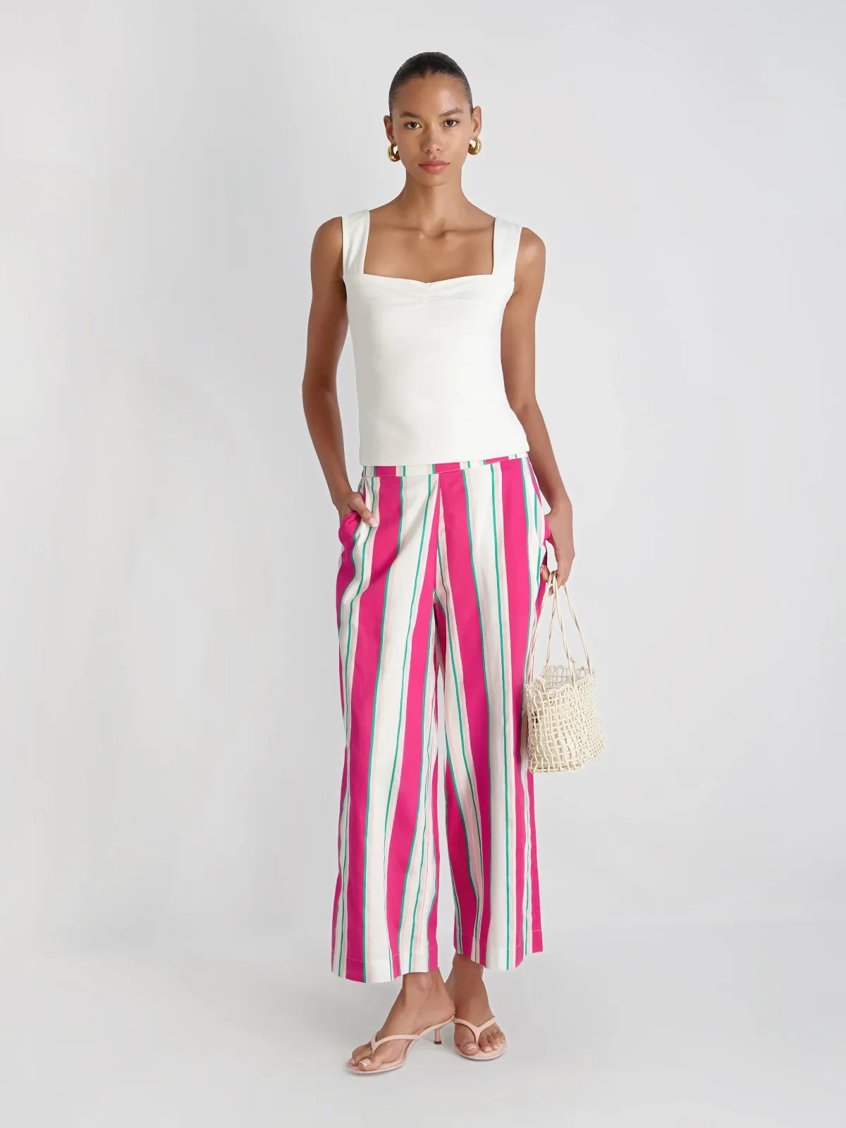 Alexis Poplin Havana Stripe Crop Pants by French Connection