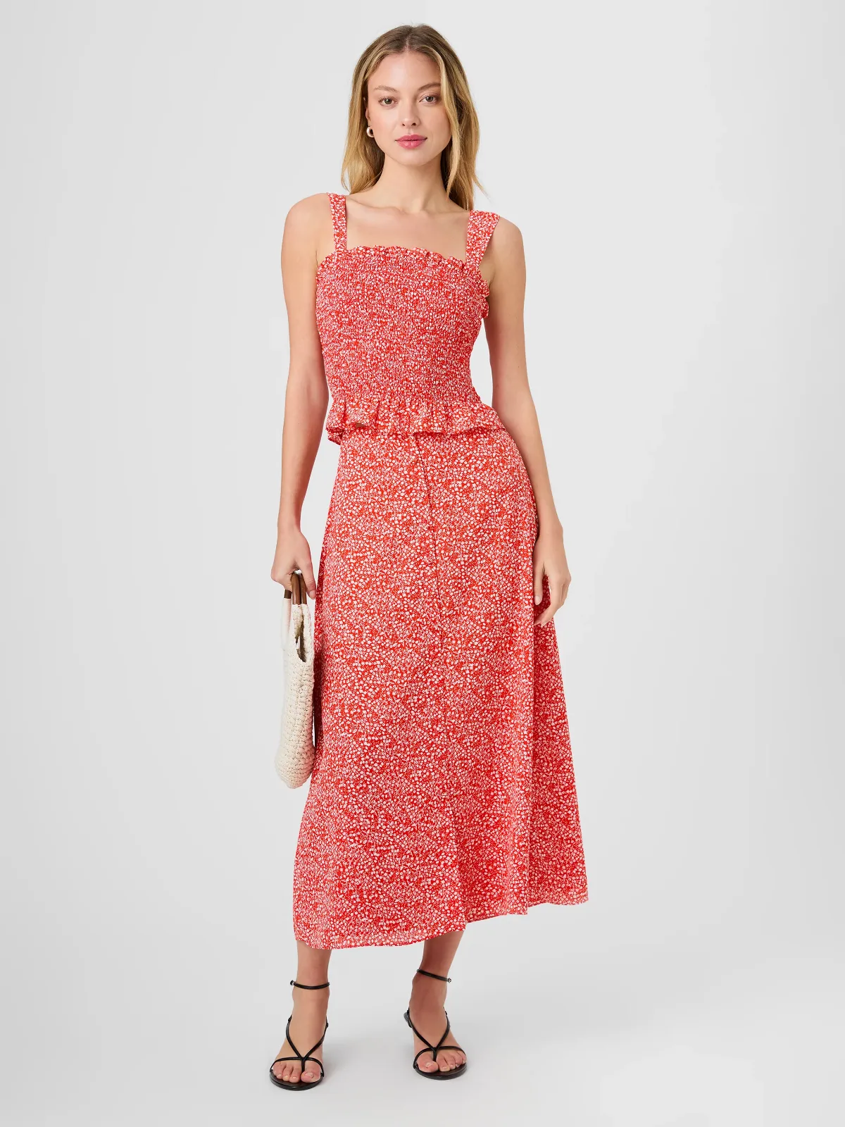 Madison Crepe Agnes Fleur Midi Skirt by French Connection