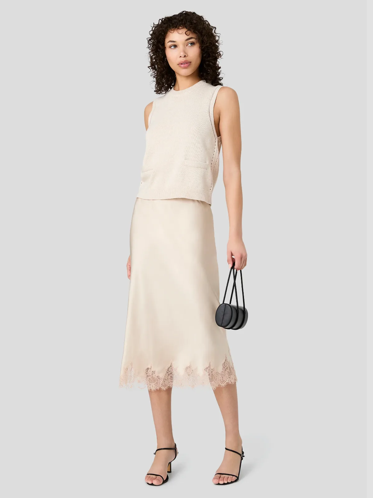 Mozart Sleeveless Pointelle Border Top by French Connection