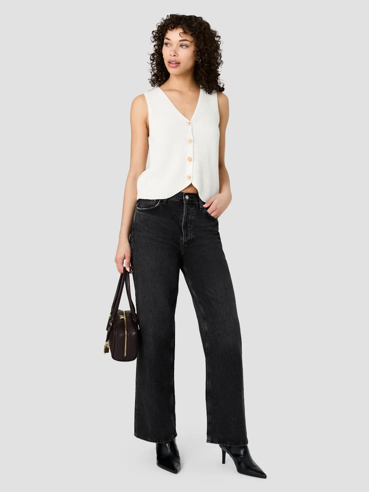 Mozart V-Neck Rib Knit Vest