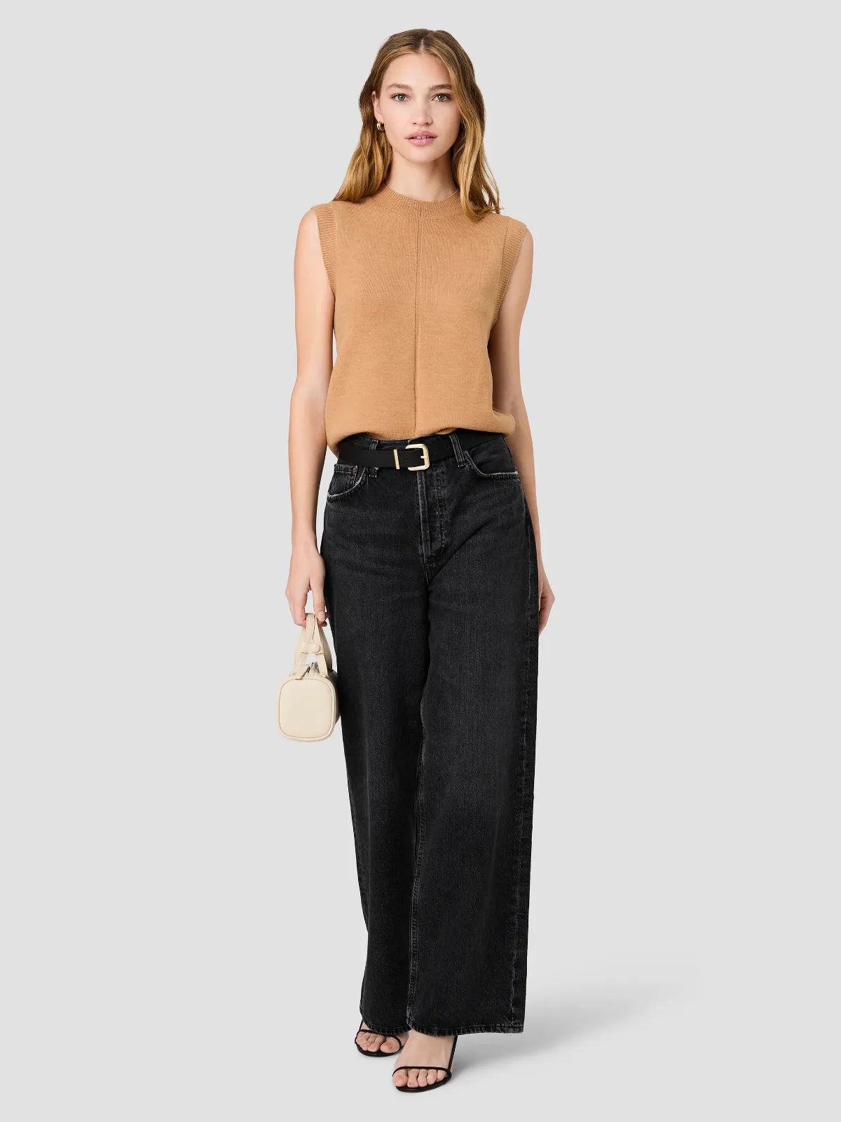 Babysoft Vertical Tick Crew Neck Sleeveless Sweater by French Connection