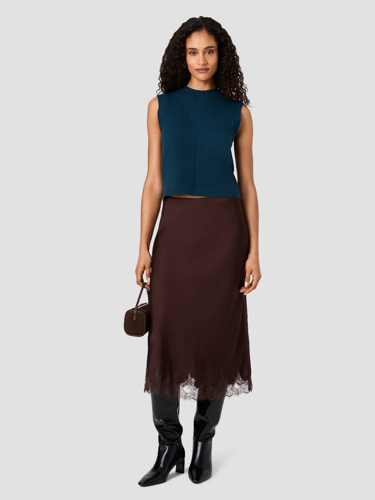 Babysoft Vertical Tick Crew Neck Sleeveless Top by French Connection