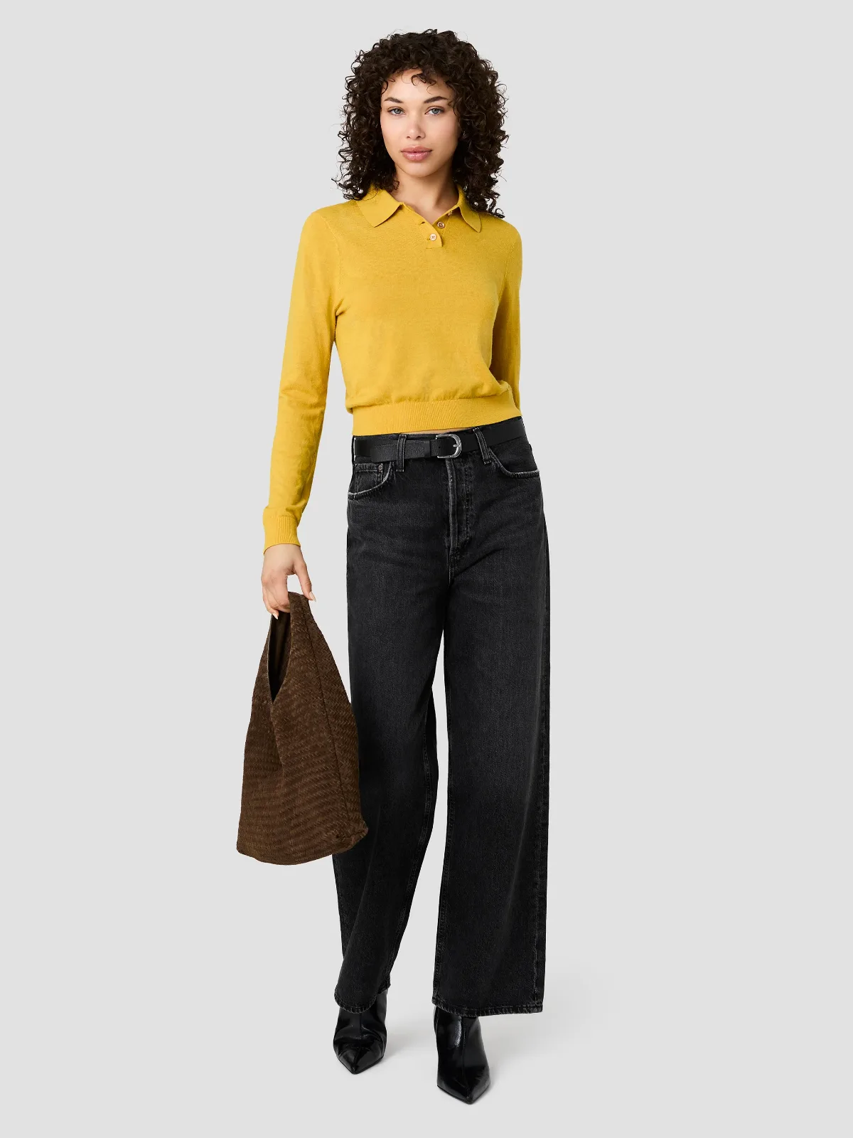 Nola Fine Knit Long Sleeve Polo Top by French Connection