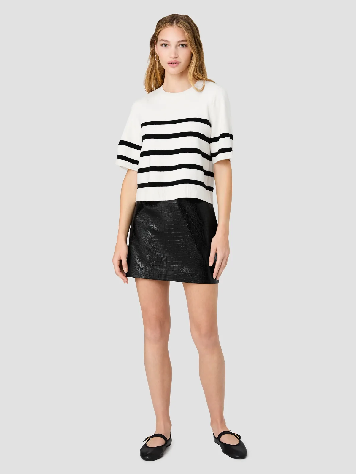 Sloane Knit Short Sleeve Stripe Top by French Connection