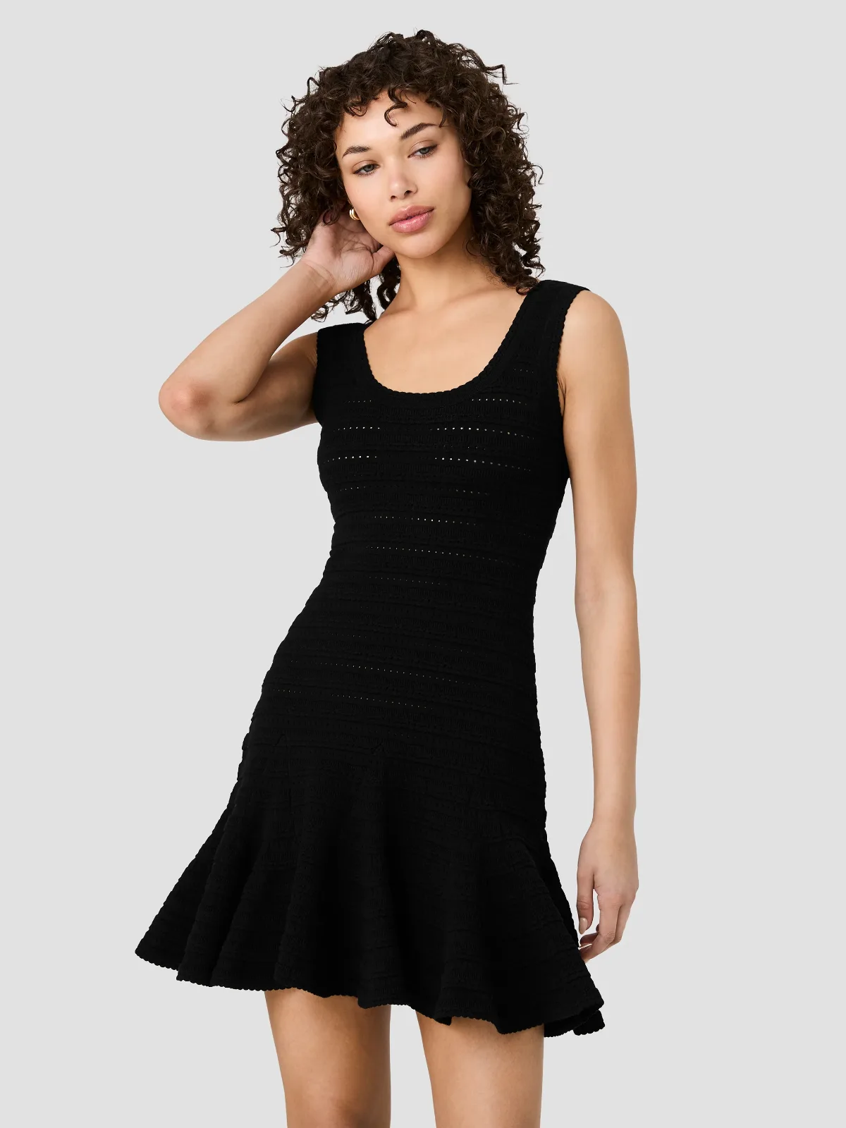 Cecilia Knit Pointelle Flare Mini Dress by French Connection