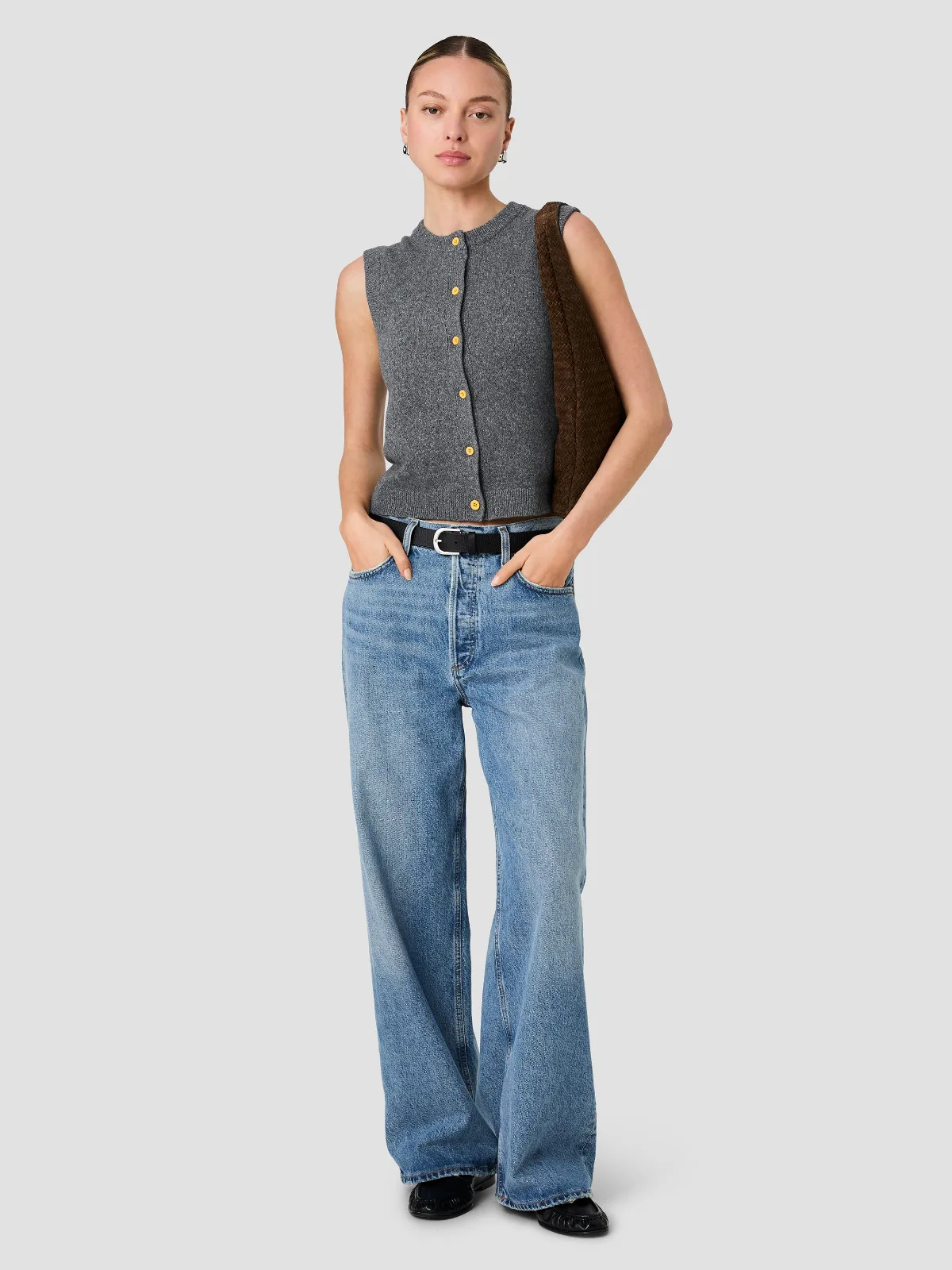 Aleyna Knit Contrast Buttons Sleeveless Top by French Connection