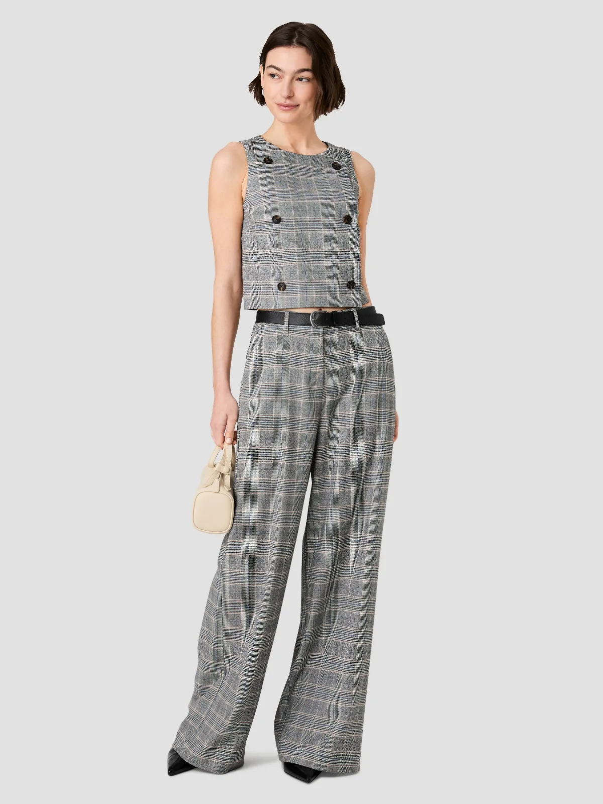Matteo Plaid Wide Leg Trousers by French Connection