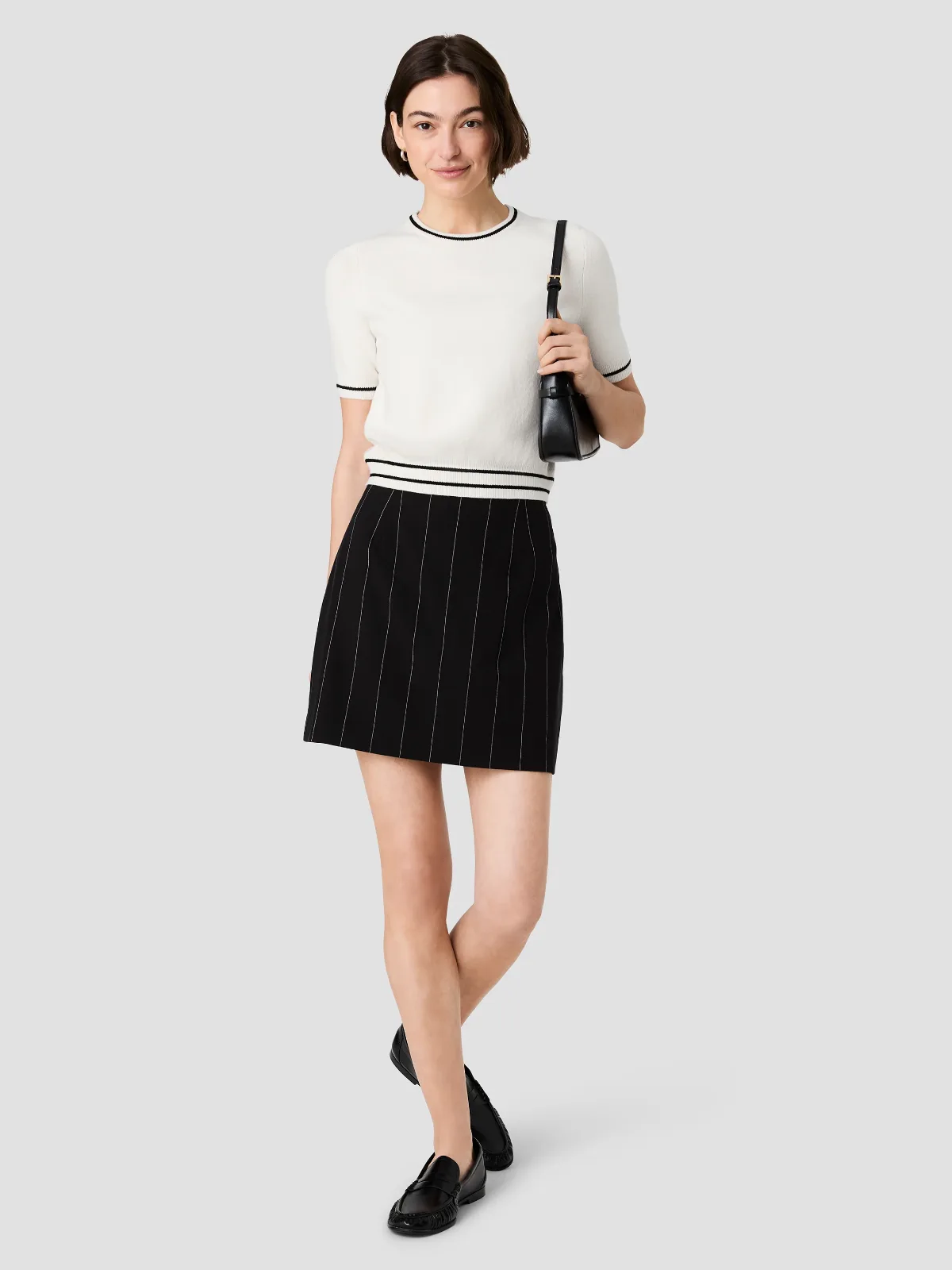 Wide Pinstripe Suiting Mini Skirt by French Connection