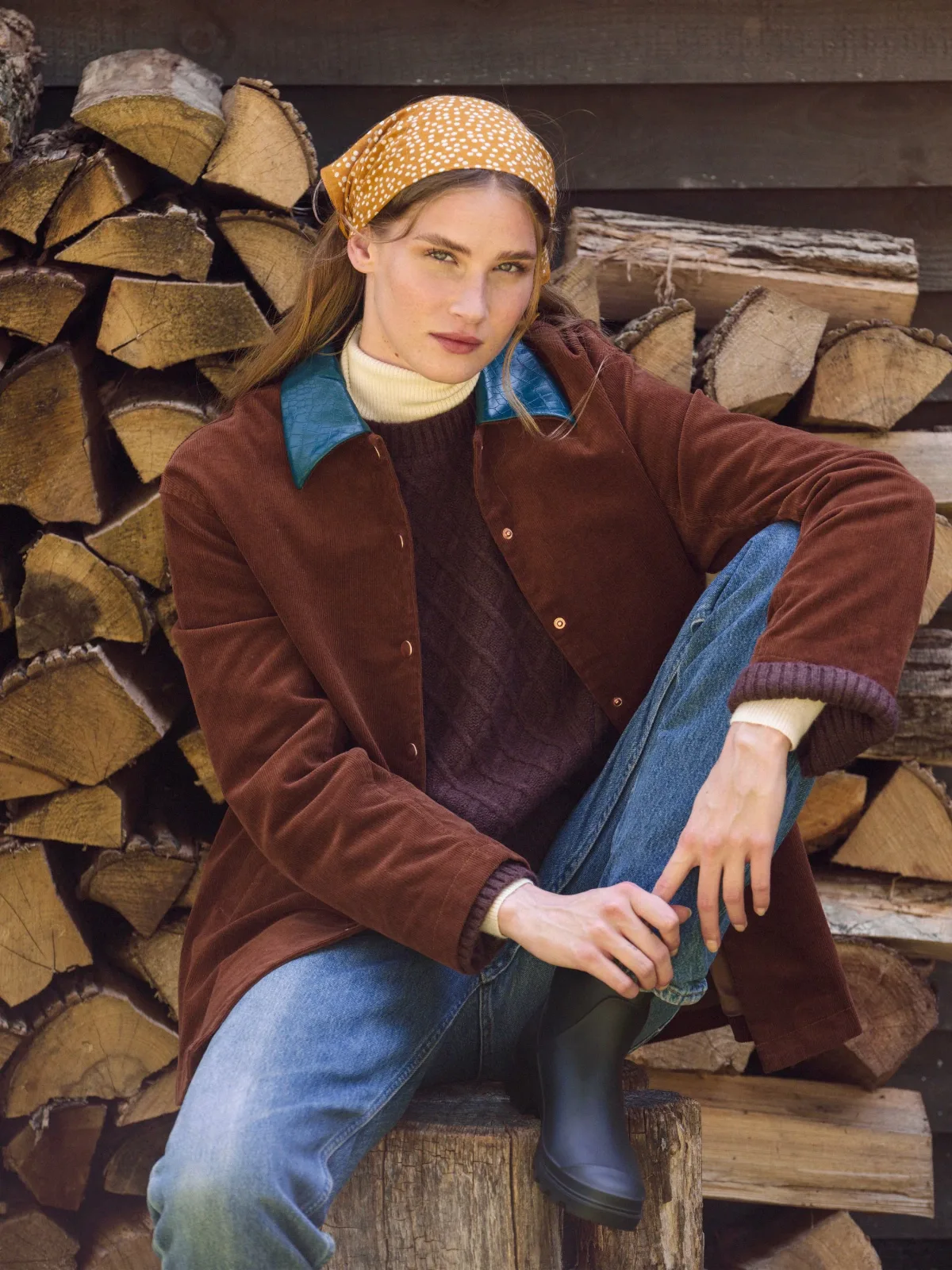 Casey Corduroy Contrast Collar Jacket by French Connection