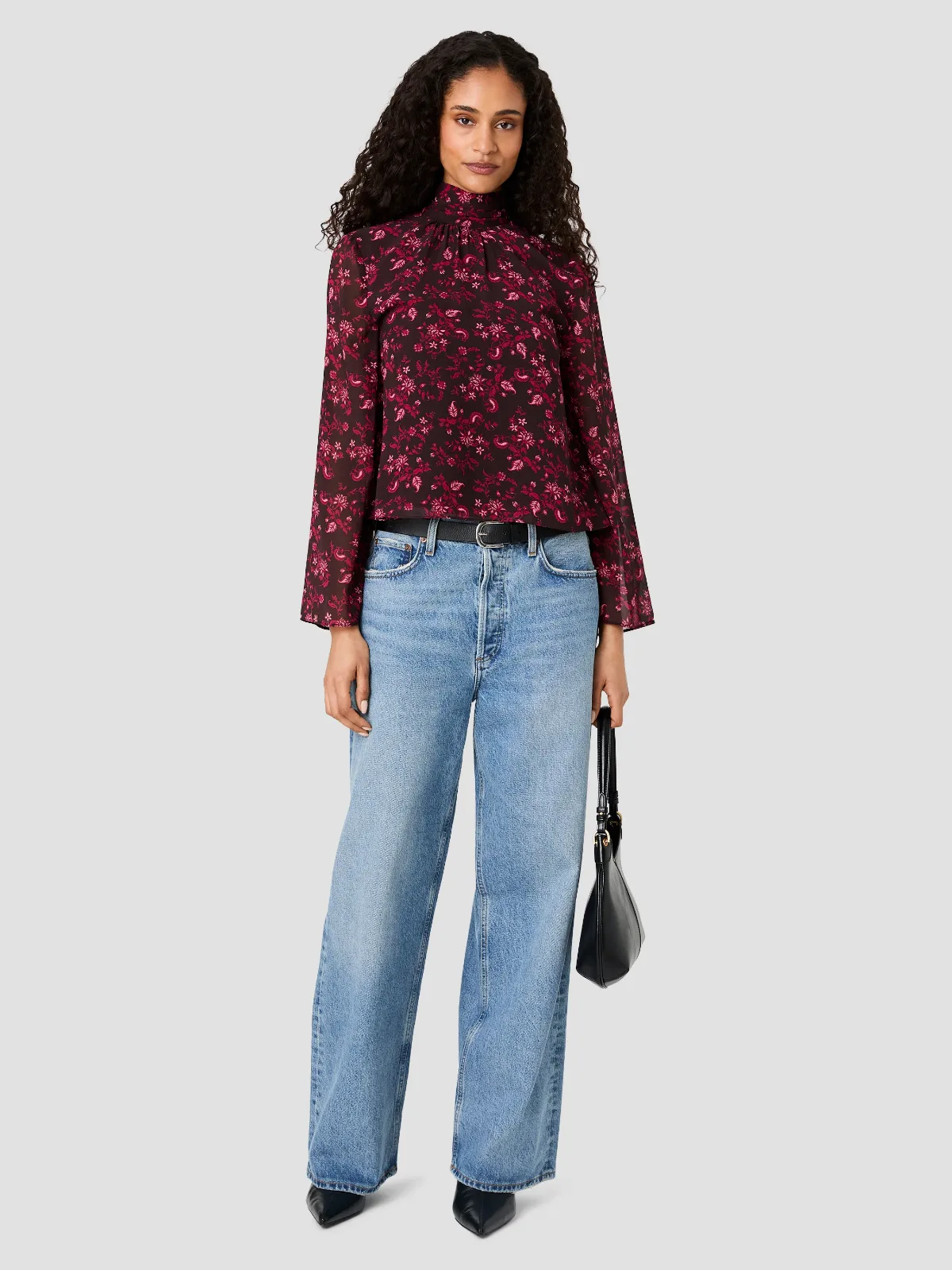 Marina Silky Chiffon Tie Neck Long Sleeve Top by French Connection