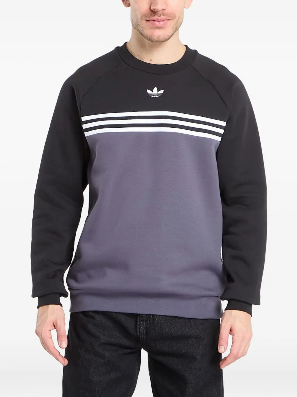 Crew Neck Stripe-Detail Sweatshirt by adidas