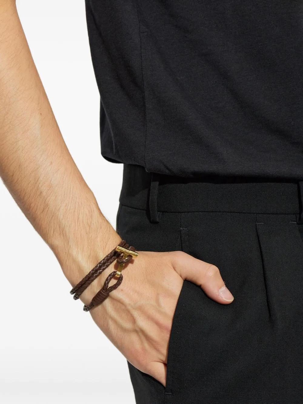 Braided Leather T Bracelet by TOM FORD