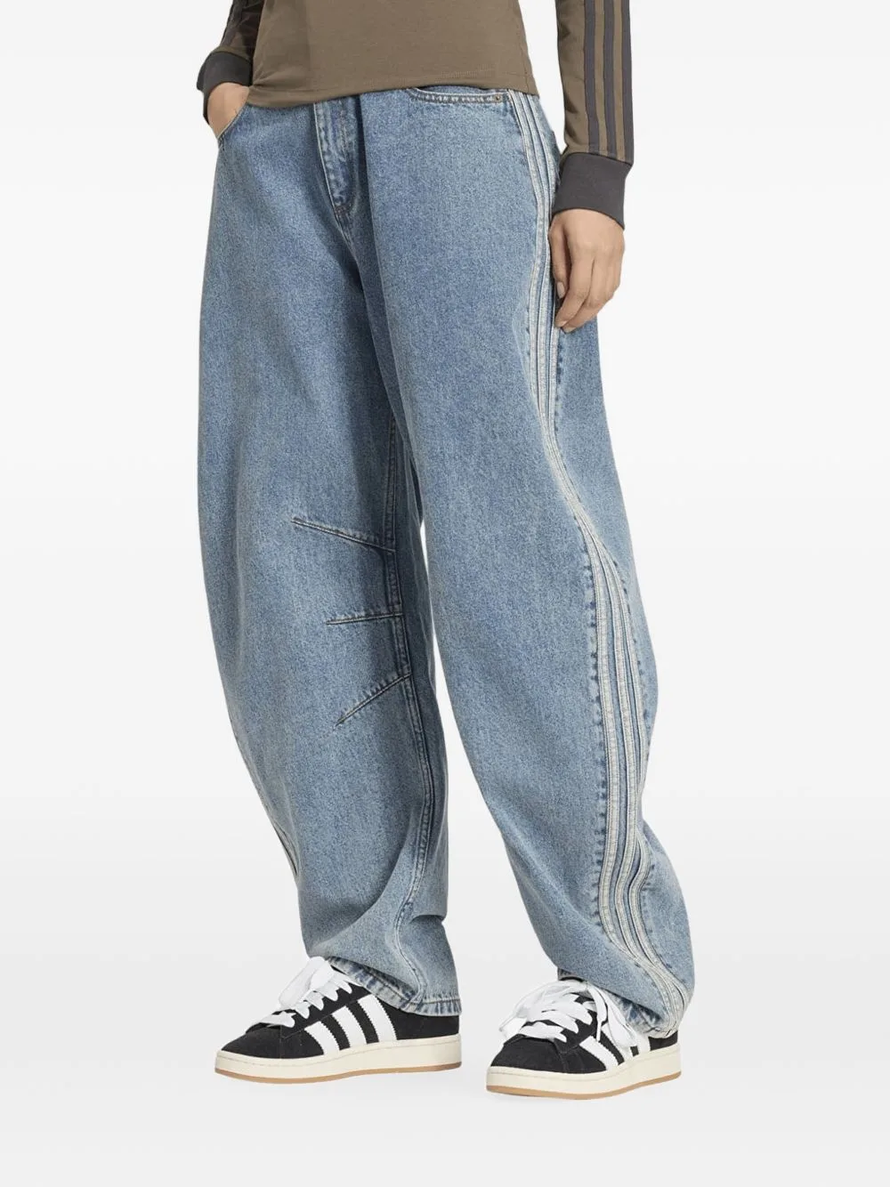 High Rise Barrel Leg Denim Pants by adidas