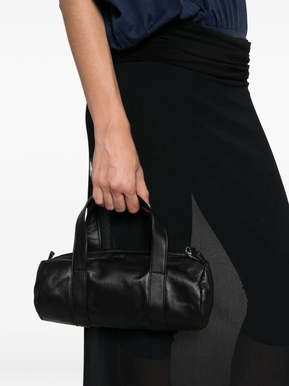 Barrel-Shaped Leather Tote Bag by Gimaguas