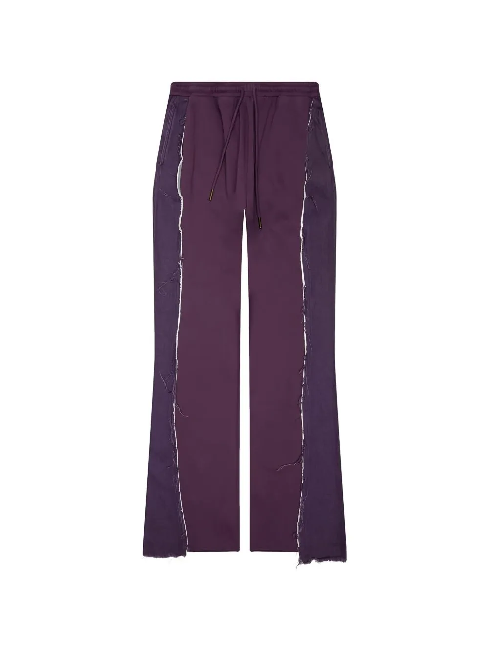 Denim-Panel Frayed Track Pants
