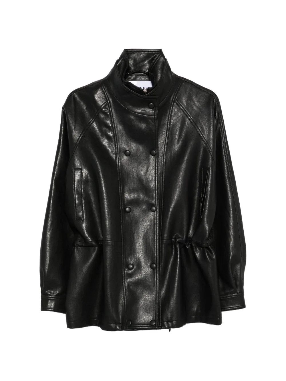 Double-Breasted Faux-Leather Jacket