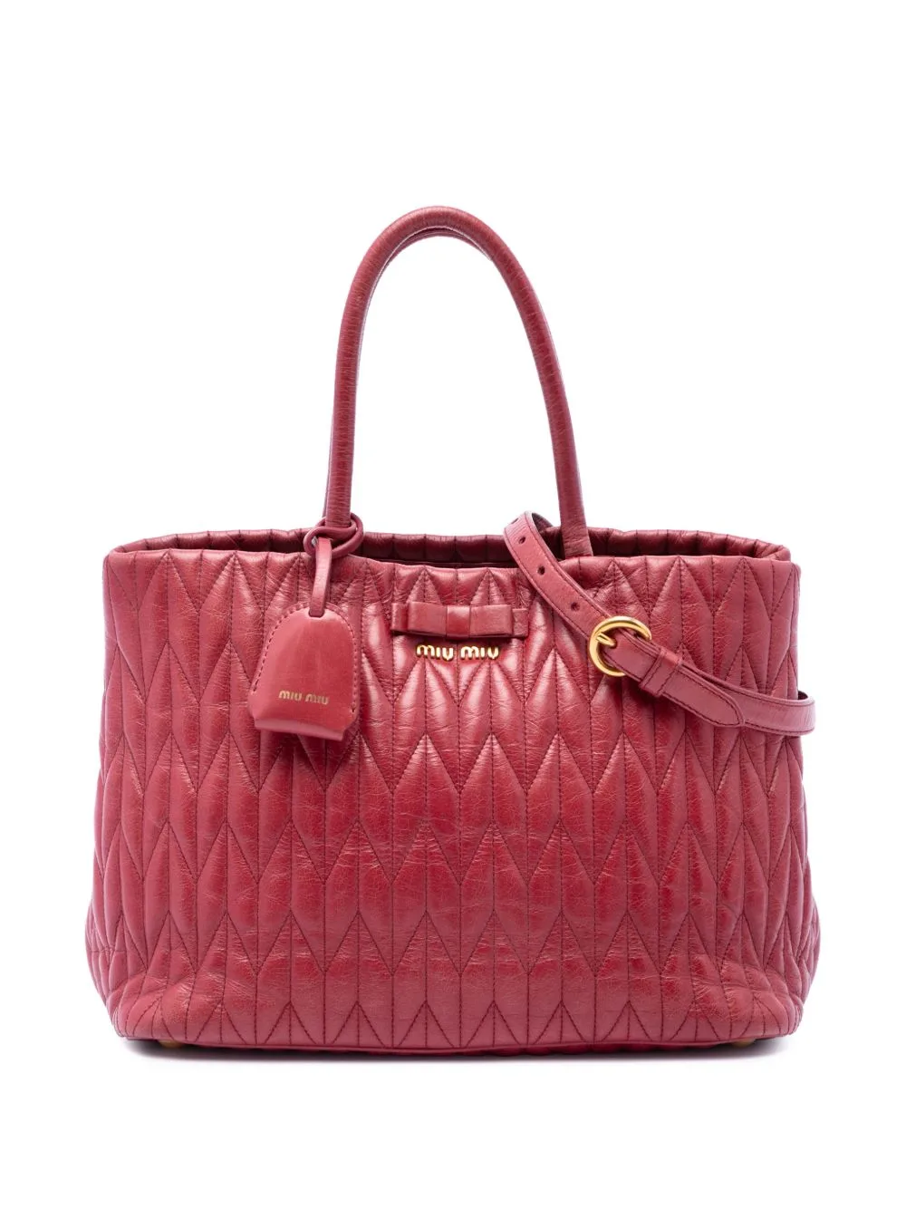 2010-2026 Medium Matelasse Vitello Shine Double Handle Tote Satchel by Miu Miu Pre-Owned