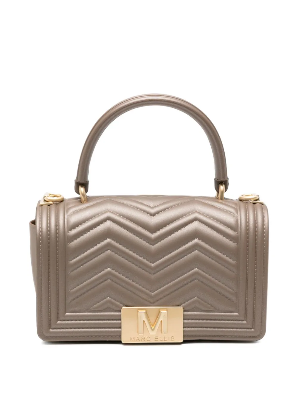 Chevron-Quilted Logo-Plaque Shoulder Bag by Marc Ellis