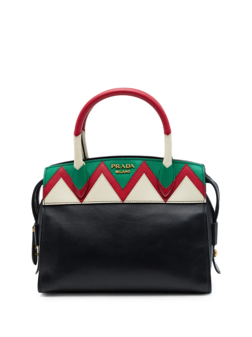 2010-2026 Small Saffiano Trimmed City Calf Greca Esplanade Satchel by Prada Pre-Owned
