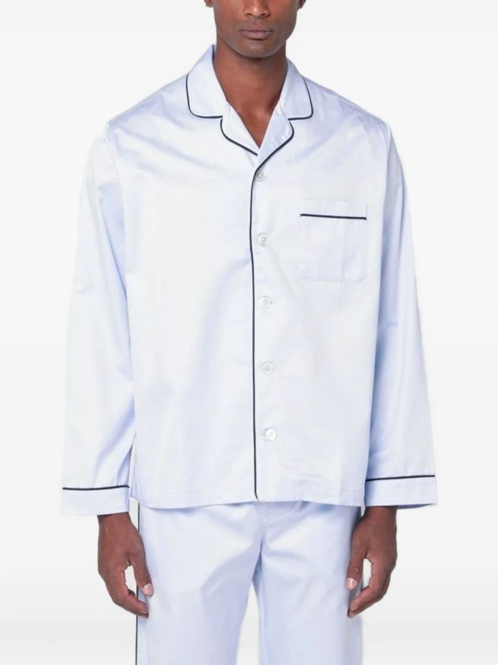 Piped-Trim Pajama Shirt by TEKLA