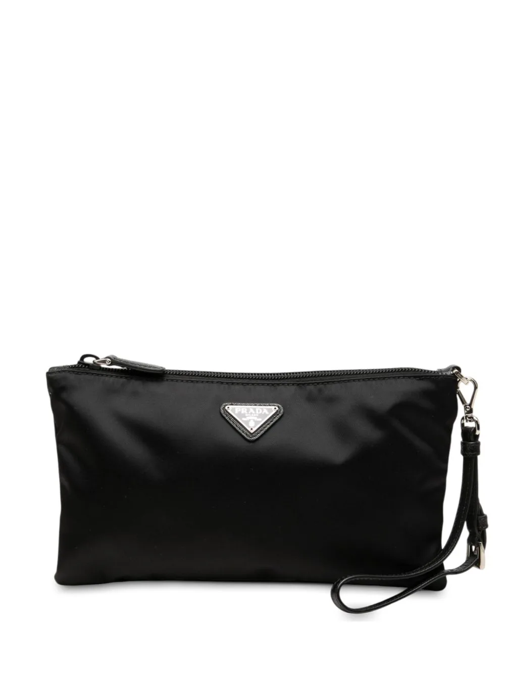 2000-2013 Saffiano Trimmed Tessuto Wristlet Zip Pouch by Prada Pre-Owned