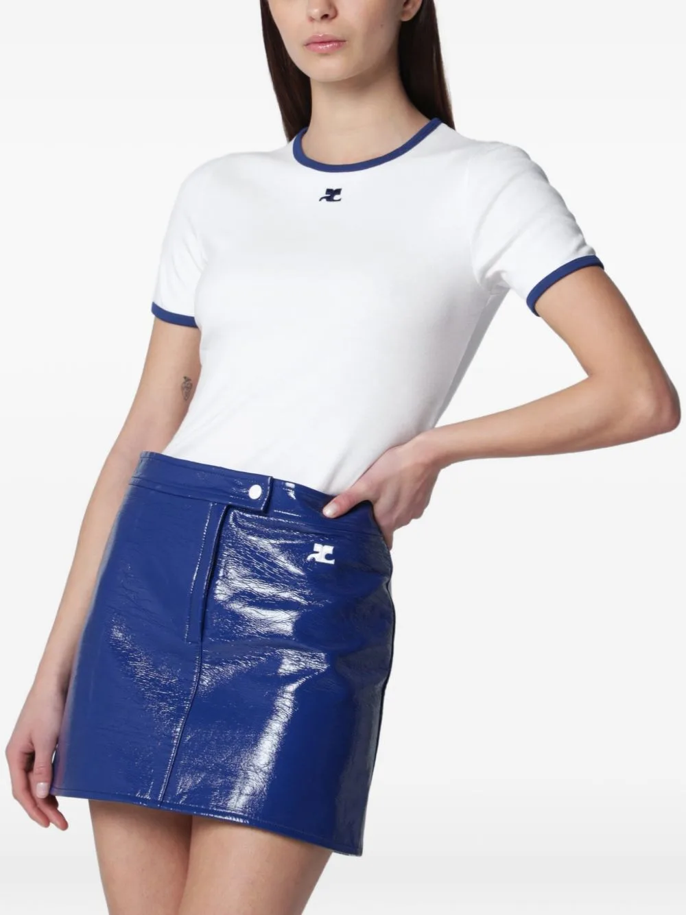 Signature Contrast-Trim T-Shirt by Courrèges