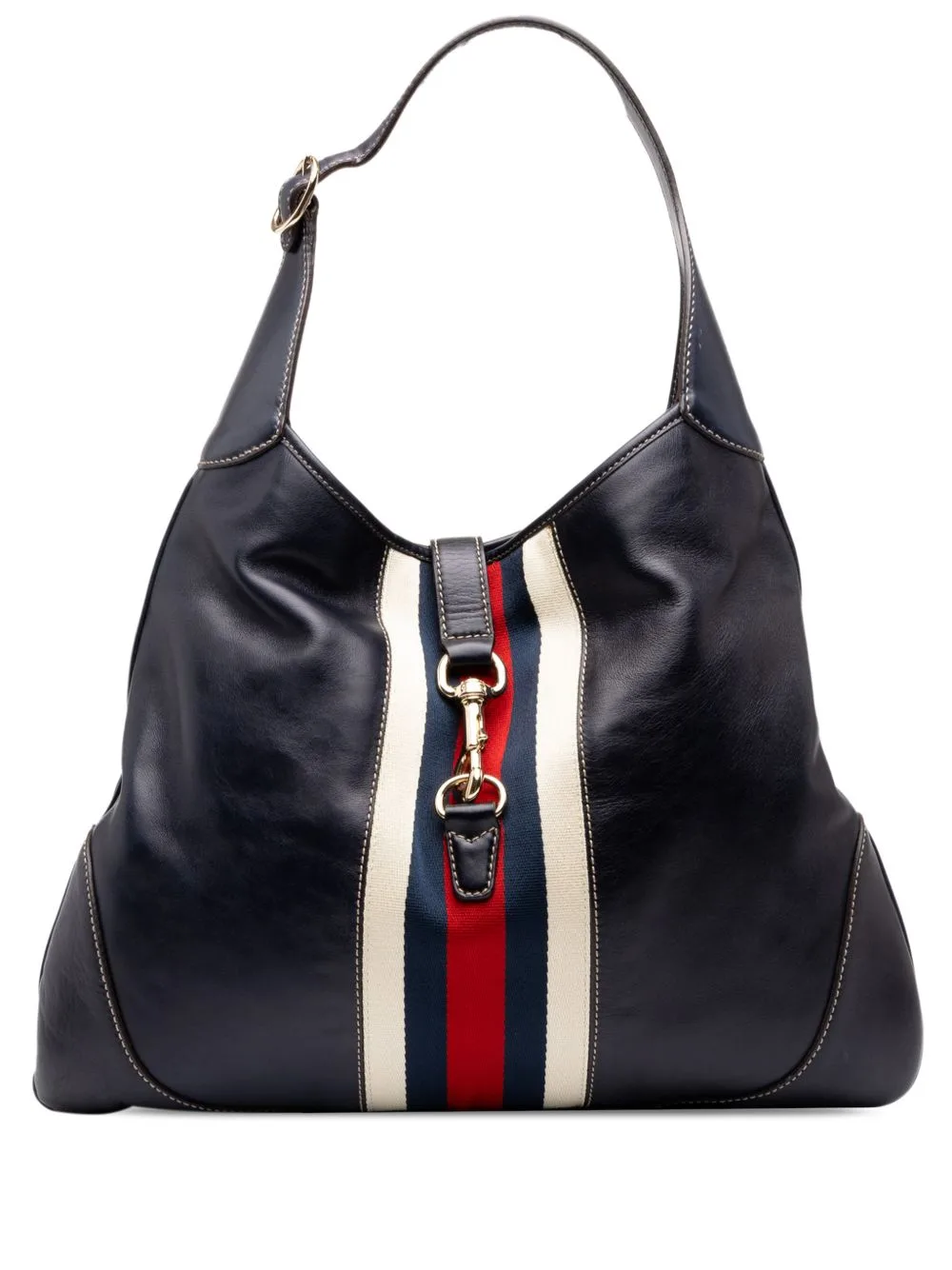 2000-2015 Calfskin Web Jackie O Bouvier Hobo Bag by Gucci Pre-Owned