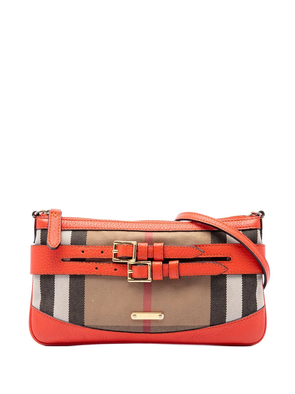 2000-2017 House Check Canvas and Leather Bridle Peyton Crossbody Bag by Burberry Pre-Owned