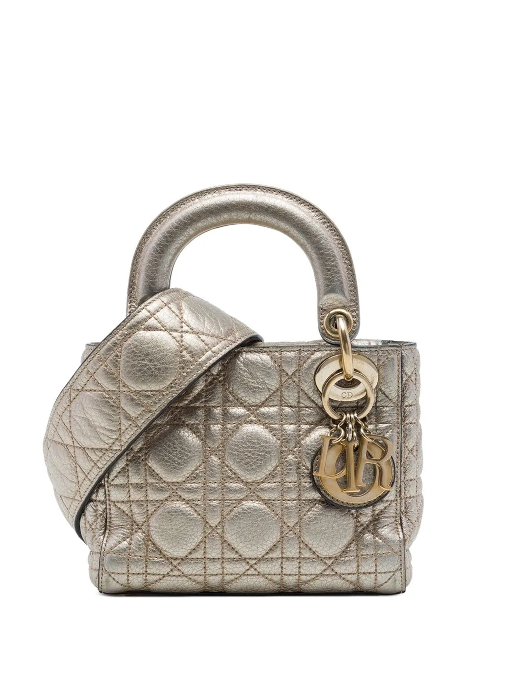 2017 Mini Metallic Calfskin Cannage Supple Lady Dior Satchel