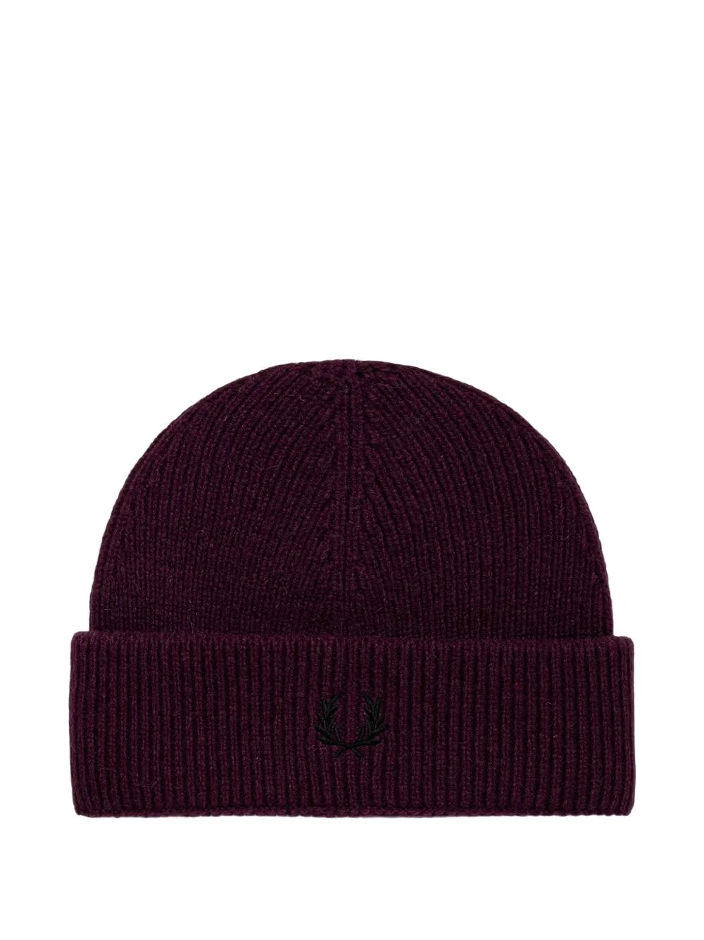 Ribbed-Knit Embroidered Beanie Hat by Fred Perry