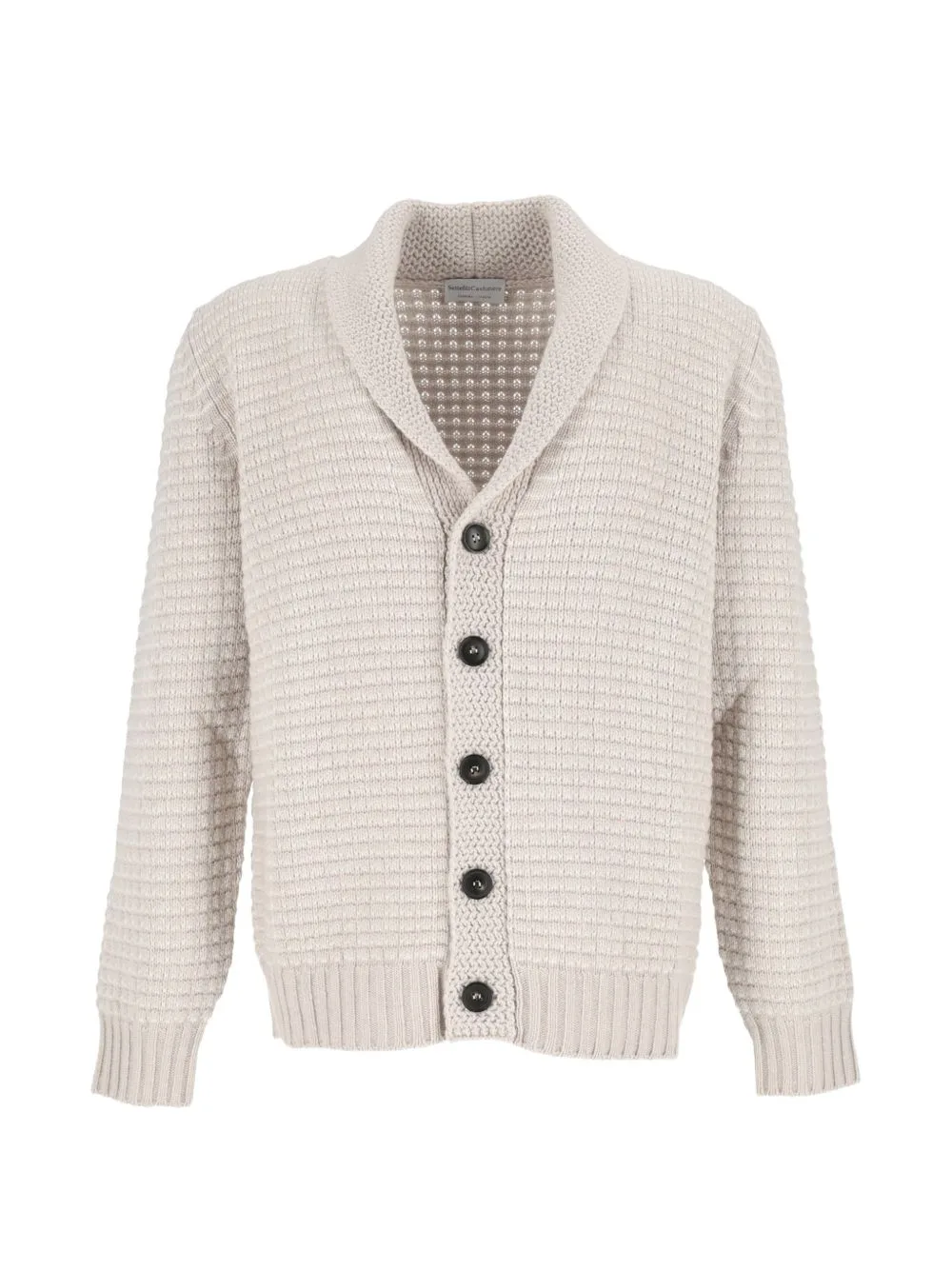 Shawl-Collar Waffle-Knit Cardigan