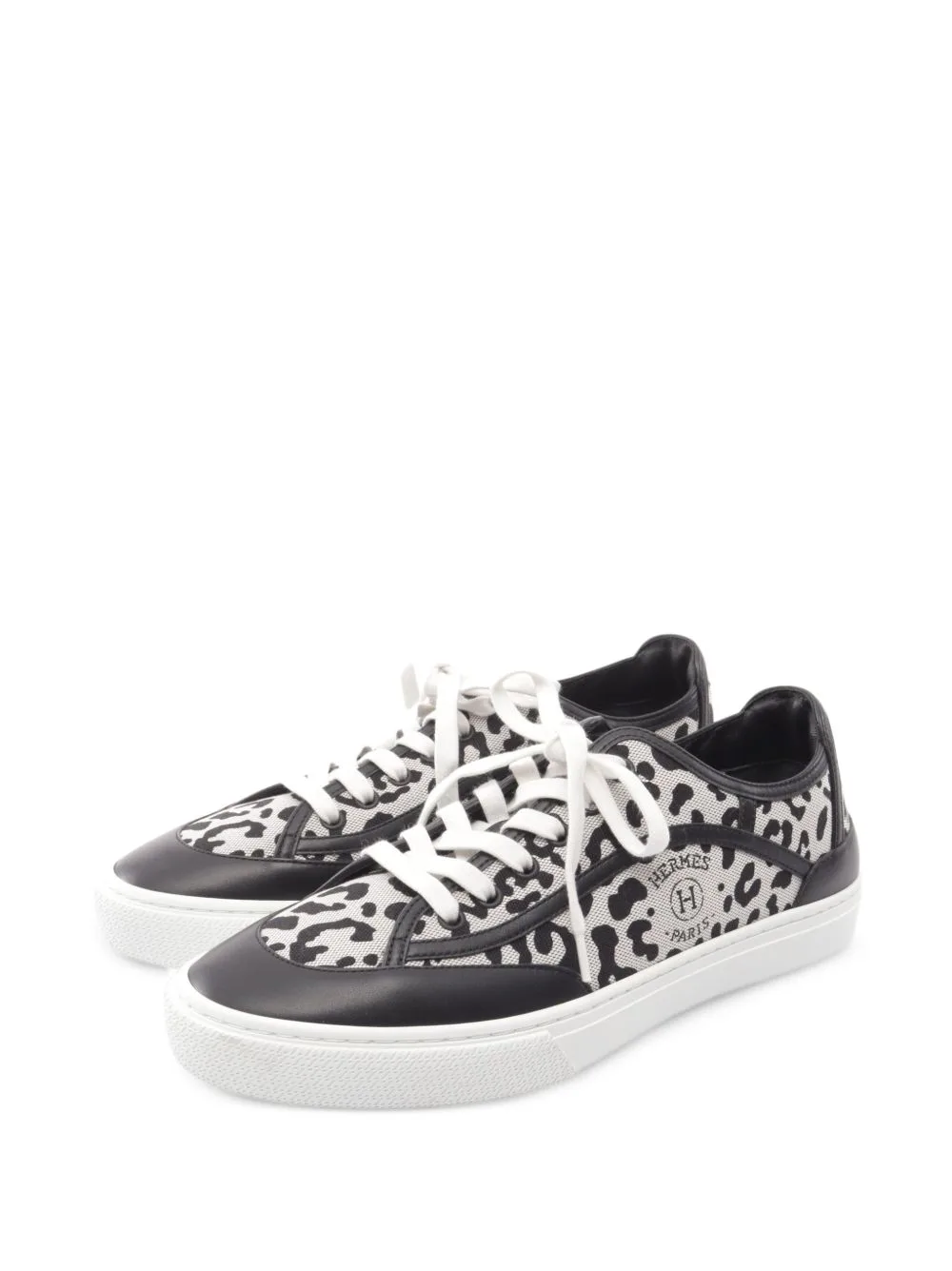 2010s Get Leopard-Print Low-Top Sneakers by Hermès Pre-Owned