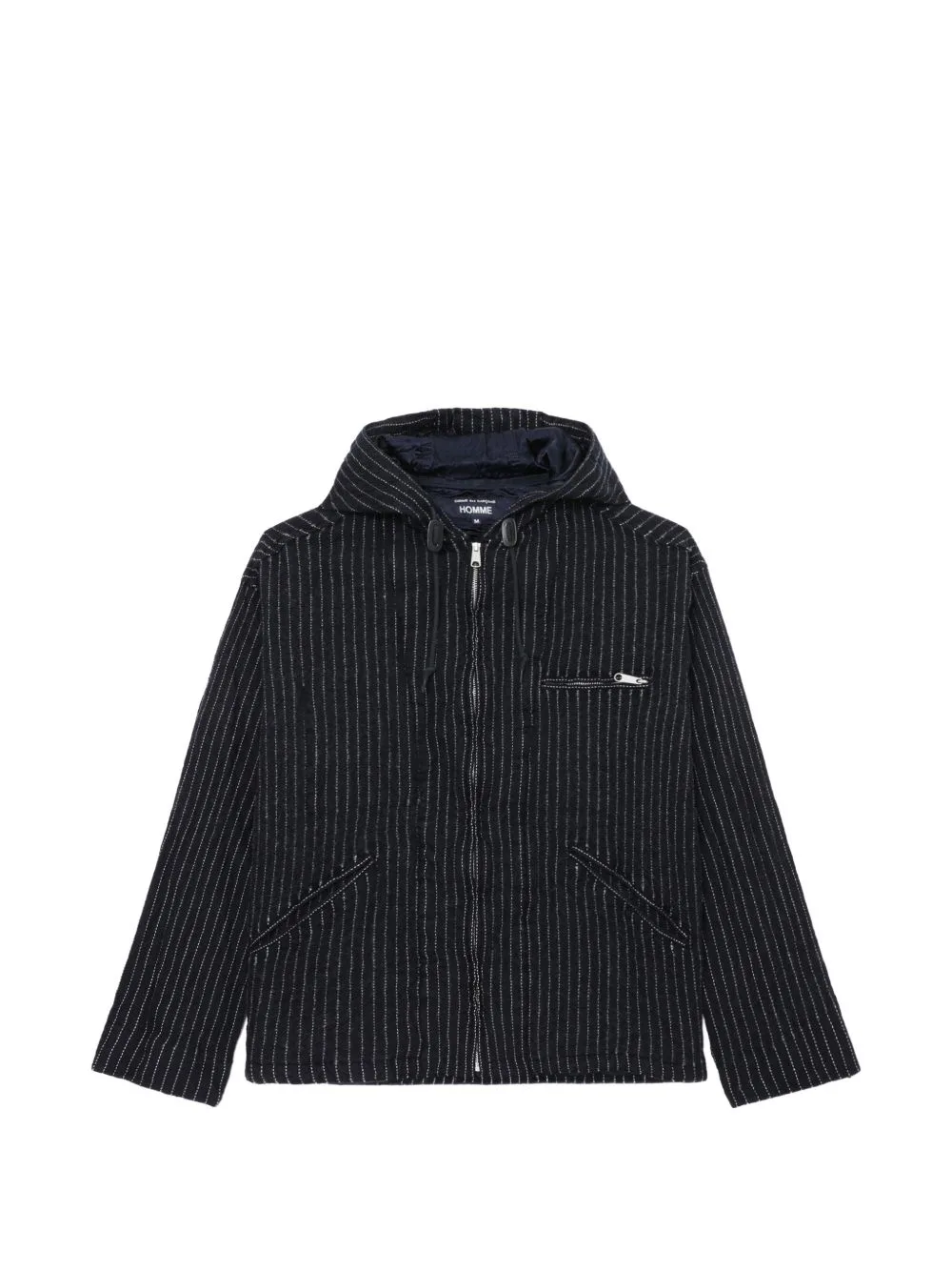 Pinstripe-Pattern Hooded Jacket by Comme des Garçons Homme