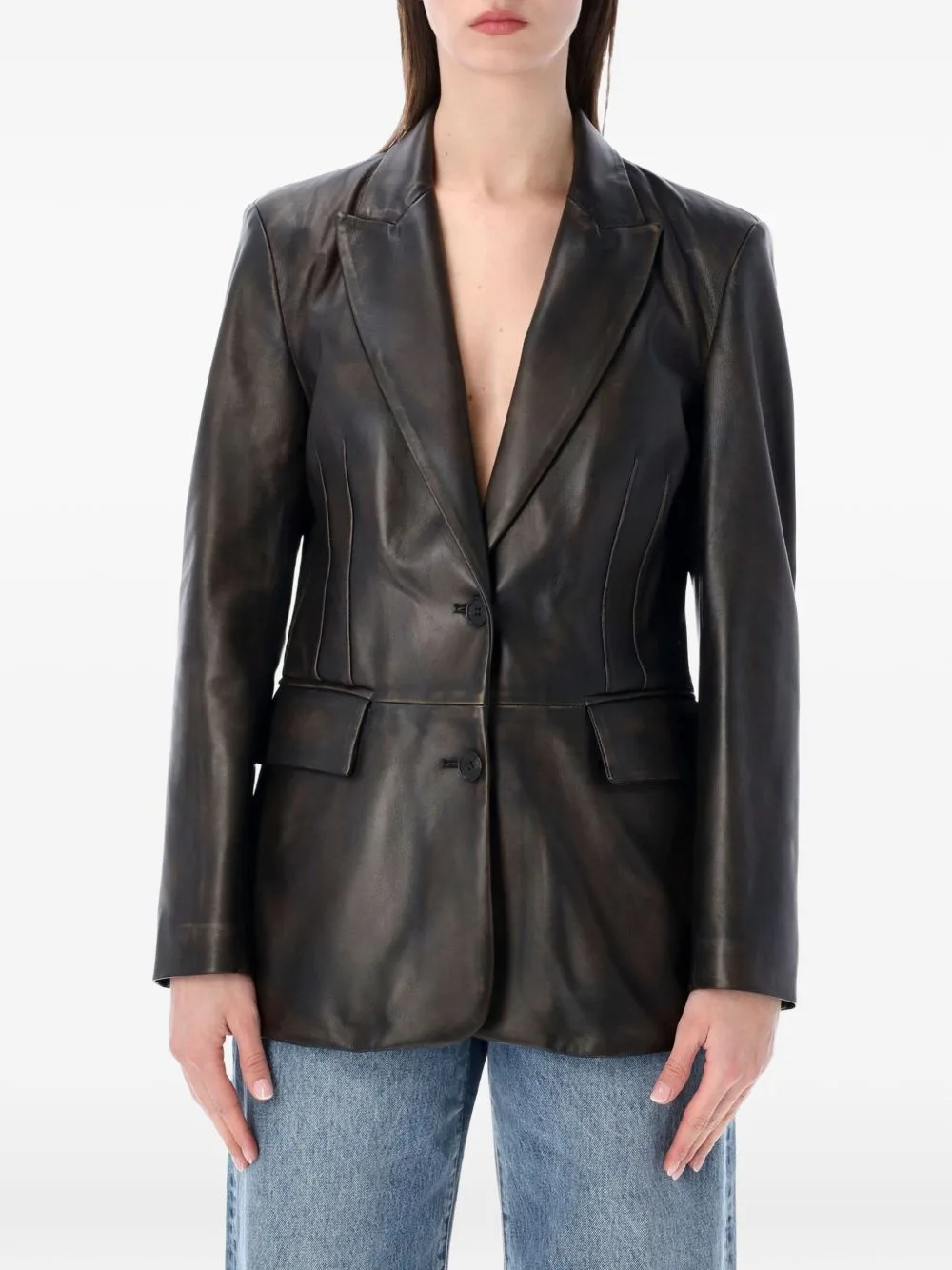 Rub-Off Leather Blazer by SWD BY S.W.O.R.D.