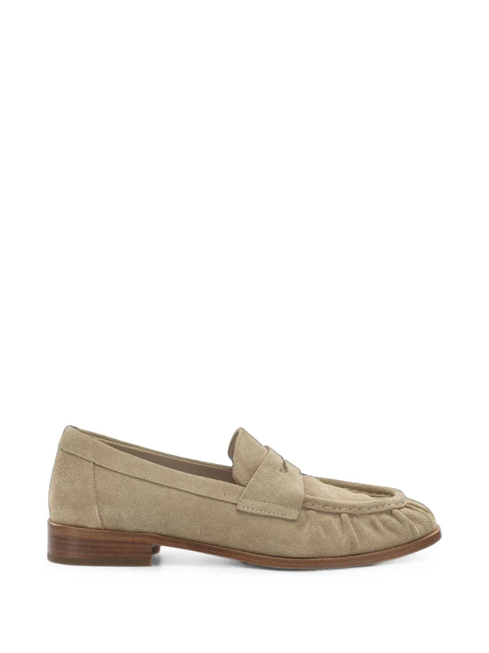 Suede Gathered-Toe Loafers