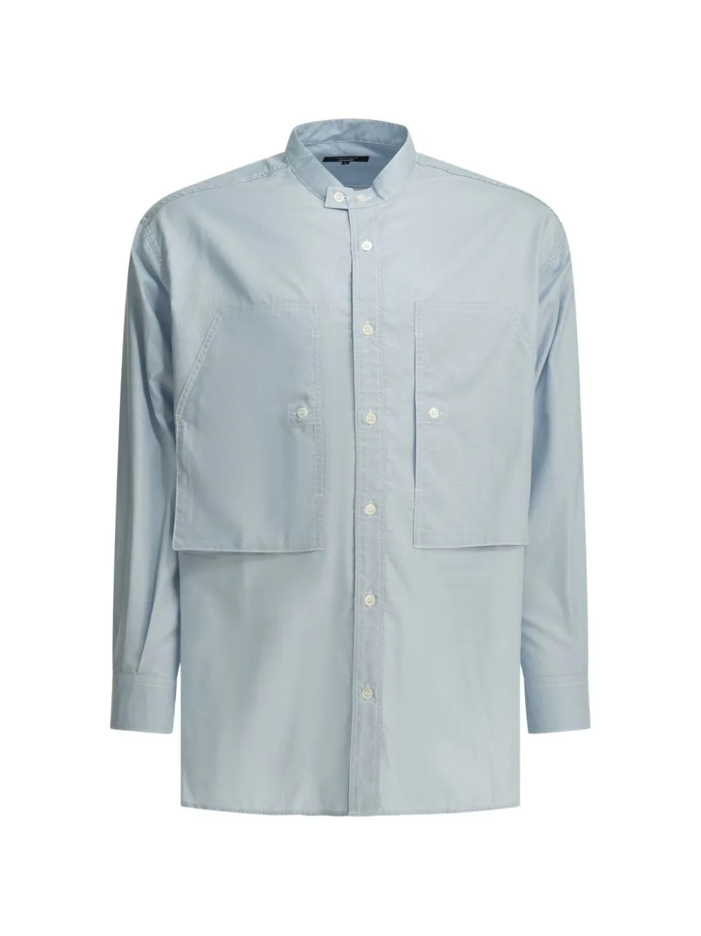 Patch-Pocket Band-Collar Shirt