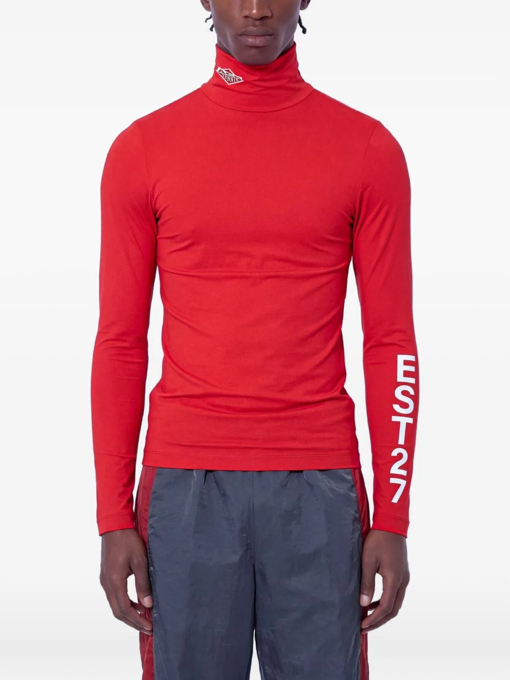 Runway High Neck Printed Stretch T-Shirt by Lacoste