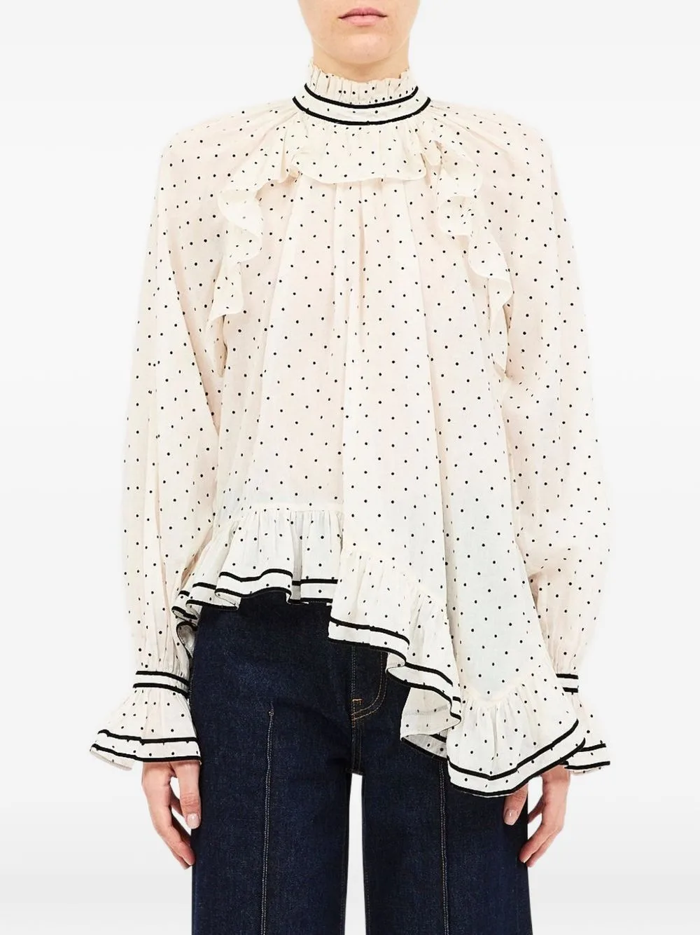 Marcella Polka-Dot Ruffled Blouse by Ulla Johnson