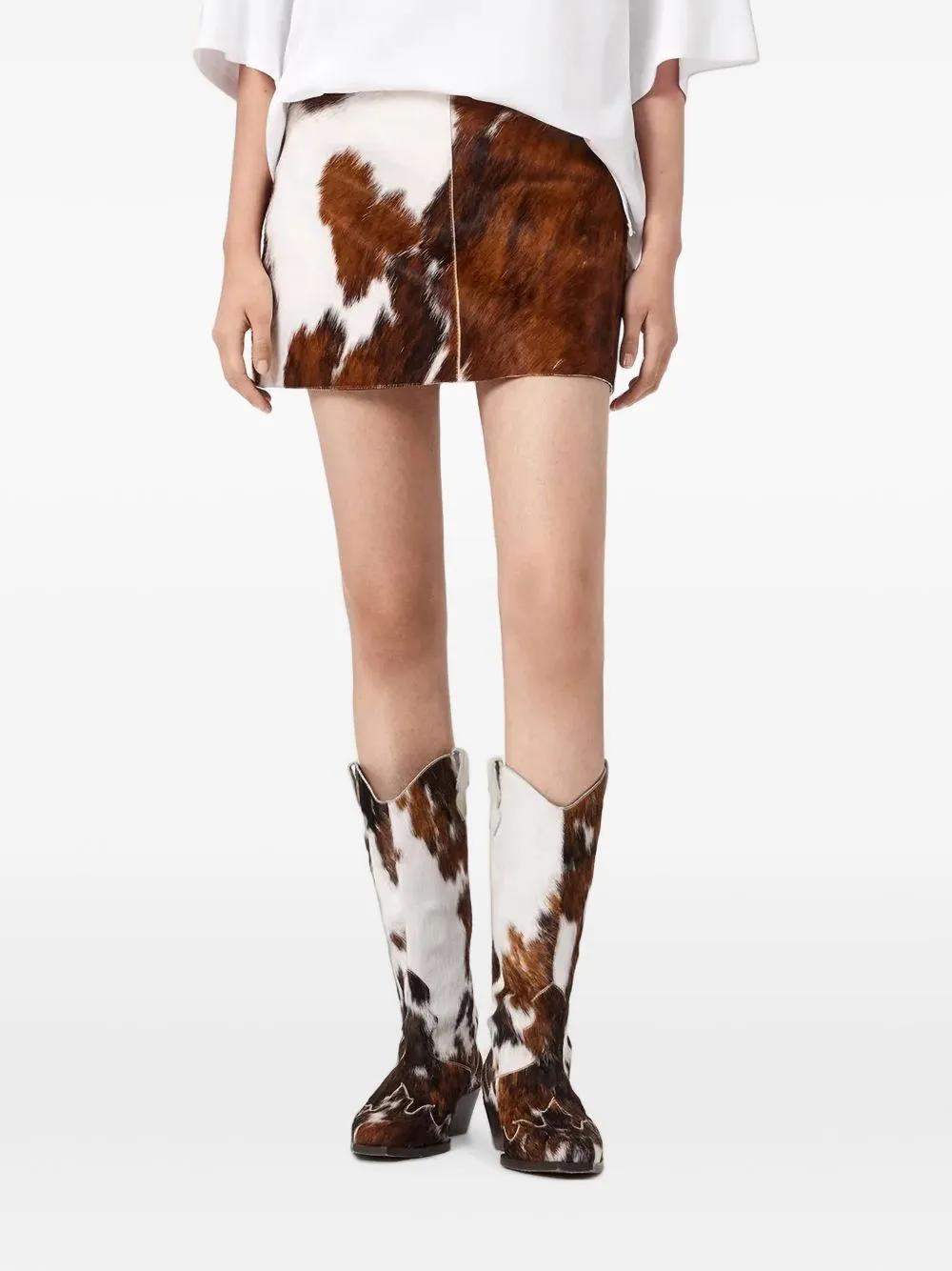 Dapple Cow-Print Mini Skirt by AllSaints